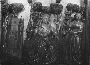 Altar der Heiligen und Märtyrer — Mittelflügel mit drei Heiligenlegenden — Die Versuchung des heiligen Antonius