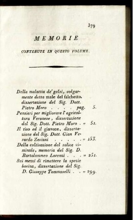 Memorie Contenute in Questo Volume.