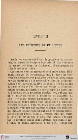 Livre III: Les éléments de faiblesse
