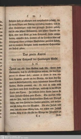 Das zweite Kapitel. Von dem Endzweck der Handlungen Mosis