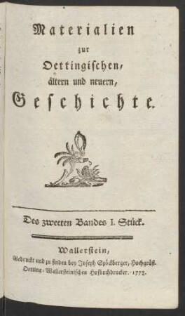 Des zweeten Bandes I. Stück