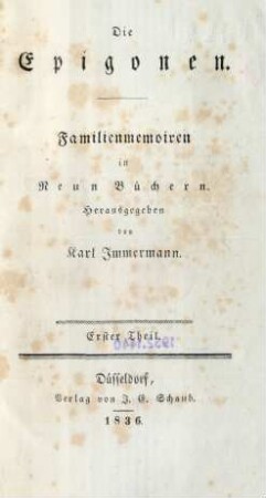 Theil 1: Die Epigonen