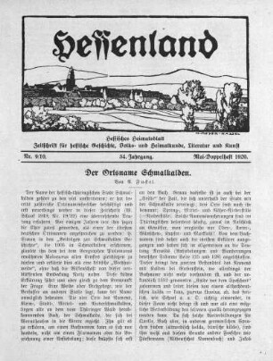 Nr. 9/10, Mai-Doppelheft 1920