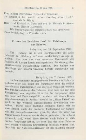 2. Aus den Berichten Prof. Dr. Koldeweys aus Babylon
