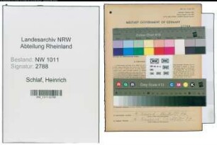 Entnazifizierung Heinrich Schlaf , geb. 07.09.1907 (Geschaeftsinhaber)