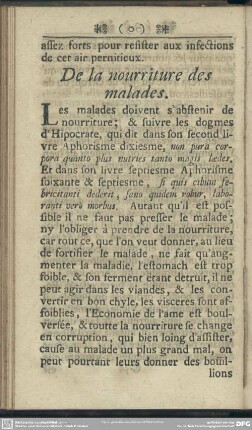 De la nourriture des malades