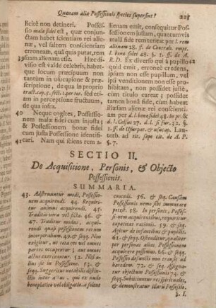 Sectio II. Acquisitione, Personis, & Objecto Possessionis.