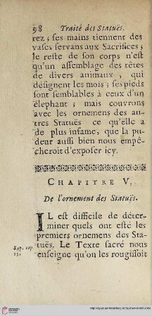Chapitre V: De l'ornement des statues