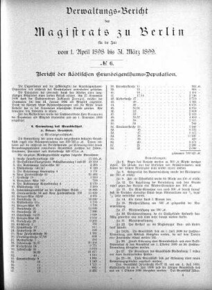 No. 6. Bericht der städtischenn Grundeigenthums-Deputation