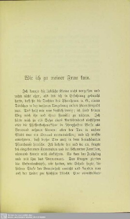 Wie ich zu meiner Frau kam