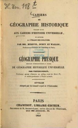 Géographie physique : servant d'introduction au cours de géographie historique universelle