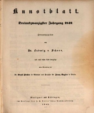 Morgenblatt für gebildete Leser. Kunstblatt. 1842