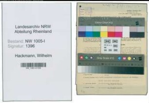 Entnazifizierung Wilhelm Hackmann , geb. 16.12.1904 (Glasmacher)