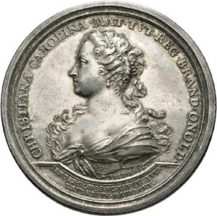 Medaille von Georg Wilhelm Vestner auf die Niederlegung der Vormundschaft von Christiane Charlotte von Württemberg in der Markgrafschaft Brandenburg-Ansbach
