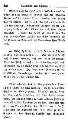 Wichtigkeit und besondere Eigenheiten des Orinokko.