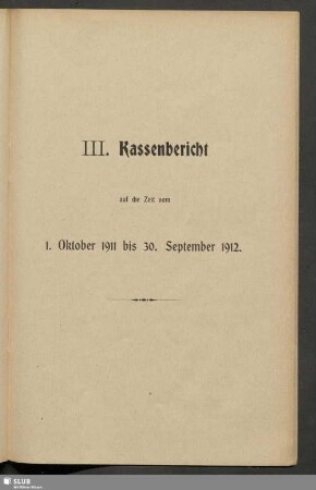 III. Kassenbericht