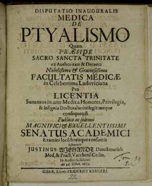 Disputatio Inauguralis Medica De Ptyalismo