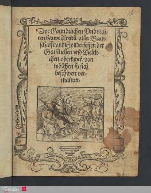 Dye Grundtlichen Vnd rechten haupt Artitkl aller Baurschafft vnd Hyndersessen der Gaistlichen und Weltlichen oberkayte von wölchen sy sich beschwert vermainen