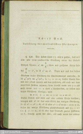 Achtes Buch. Auflösung der quadratischen Gleichungen