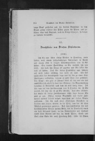 III. Bruchstücke von Briefen Schönborns.