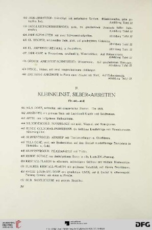 F. Kleinkunst, Silber-Arbeiten (Nr. 441-614)