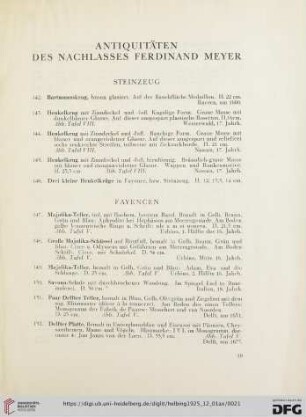 Antiquitäten des Nachlasses Ferdinand Meyer (Nr. 142-564)