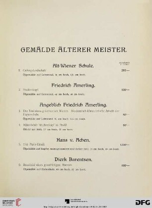 Gemälde Älterer Meister (Nr. 1-72)