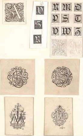 Gmelin, Leopold; Sammlung Gmelin: Kunstgewerbe - Kiste IV - Buchstaben (Ansichten)