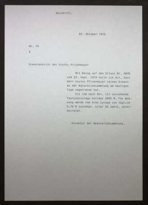 Dienstantritt Eugen Wilhelm Pfizenmayers
