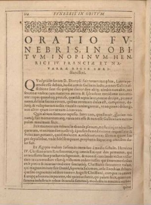 Oratio Fvnebris, In Obitvm In Opinvm Henrici IV. Franciae Et Navarrae Regis Christianissimi.