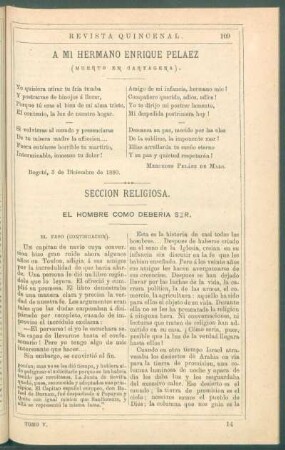 Sección religiosa. : El hombre como debería ser. - [Capítulo III.] El Faro (Continuación) [y] Capítulo IV. El amor á las riquezas.