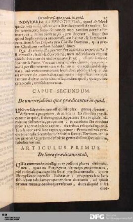 Caput Secundum.