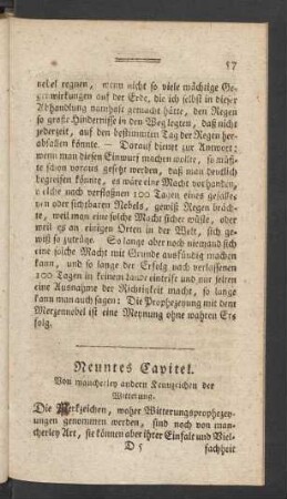 Neuntes Capitel. Von mancherley andern Kennzeichen der Witterung
