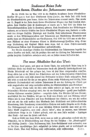Der neue Schulleiter hat das Wort: