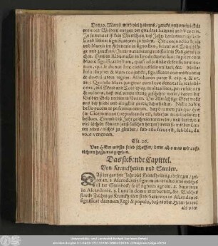 Das siebende Capittel. Von Kranckheiten und Sterben. Das achte Capittel. Von Fruchtbarkeit dieses Jahrs.