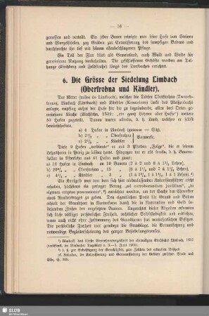 6. Die Grösse der Siedelung Limbach (Oberfrohna und Kändler)