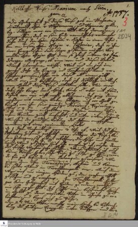 Reisetagebuch von Johann Balthasar Kohlhoff.