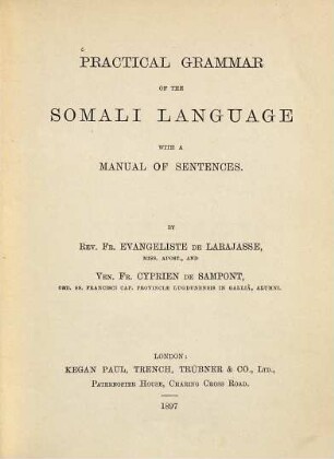 Practical grammar of the Somali language : with a manual of sentences