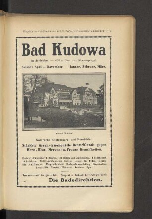 Verzeichnis empfehlenswerter Hotels, Badeorte, Sanatorien, Schulen usw.