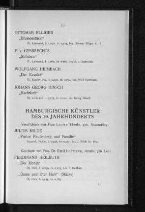 Hamburgische Künstler des 19. Jahrhunderts