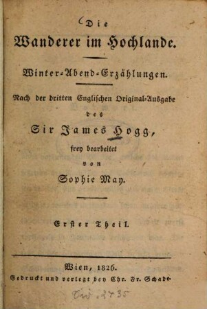 Die Wanderer im Hochlande : Winter-Abend-Erzählungen, Theil 1 (1826)