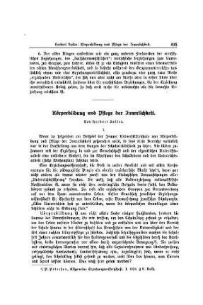 Körperbildung und Pflege der Innerlichkeit