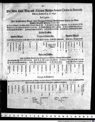 Der Röm. Kays. Maj. und Alliirten Reichs-Armee Ordre de Bataille : den 20. Juni st. n. a. 1697