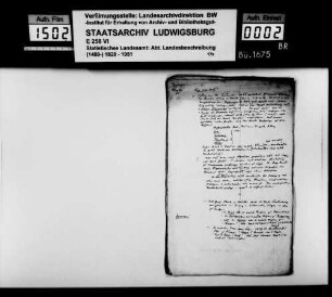 Notizen [des Finanzrats Moser] zu den Themen der OAB, Teil A (Allgemeines), mit Auszügen aus Archivurkunden