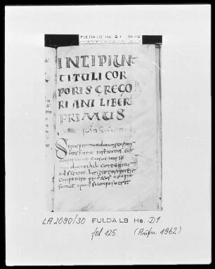 Formulae Andegavenses — Incipit mit Kapitalen, Folio 125recto