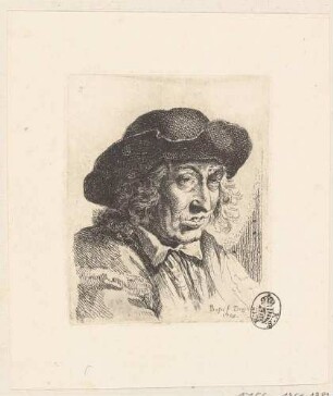Bildnis eines Mannes mit Hut und langen Haaren im Halbprofil nach rechts, aus der Folge "Prove d'aqua forte", Bl. 9