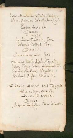 "Finis huius Matriculae. Alia ac Nova erecta est An[no] 1639".