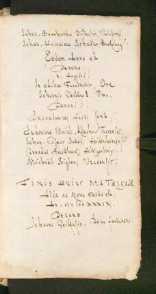 "Finis huius Matriculae. Alia ac Nova erecta est An[no] 1639".