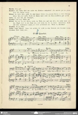 No. 12 Quartett: "Nu Marthe lebe wohl"