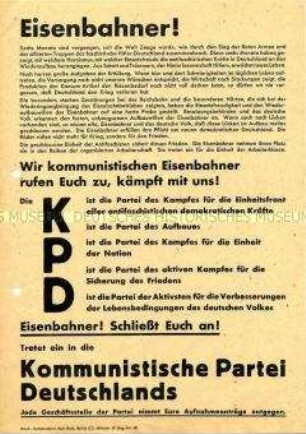 Aufruf der kommunistischen Eisenbahner